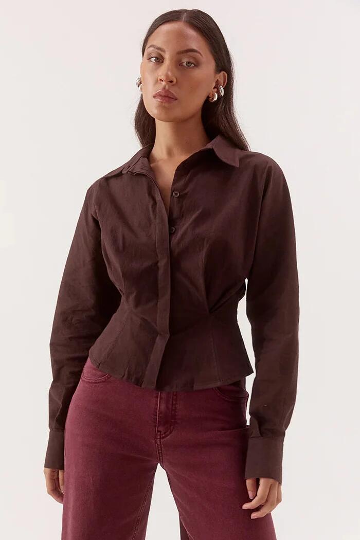 Sovere Marlowe Espresso Fitted Waist LS Shirt