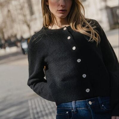 Stories be Told Imprint Black Soft Knit Crewneck Cardigan