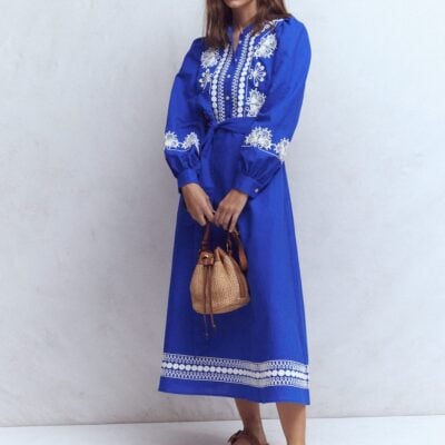 Boden Ava Linen Blend Midi Dress