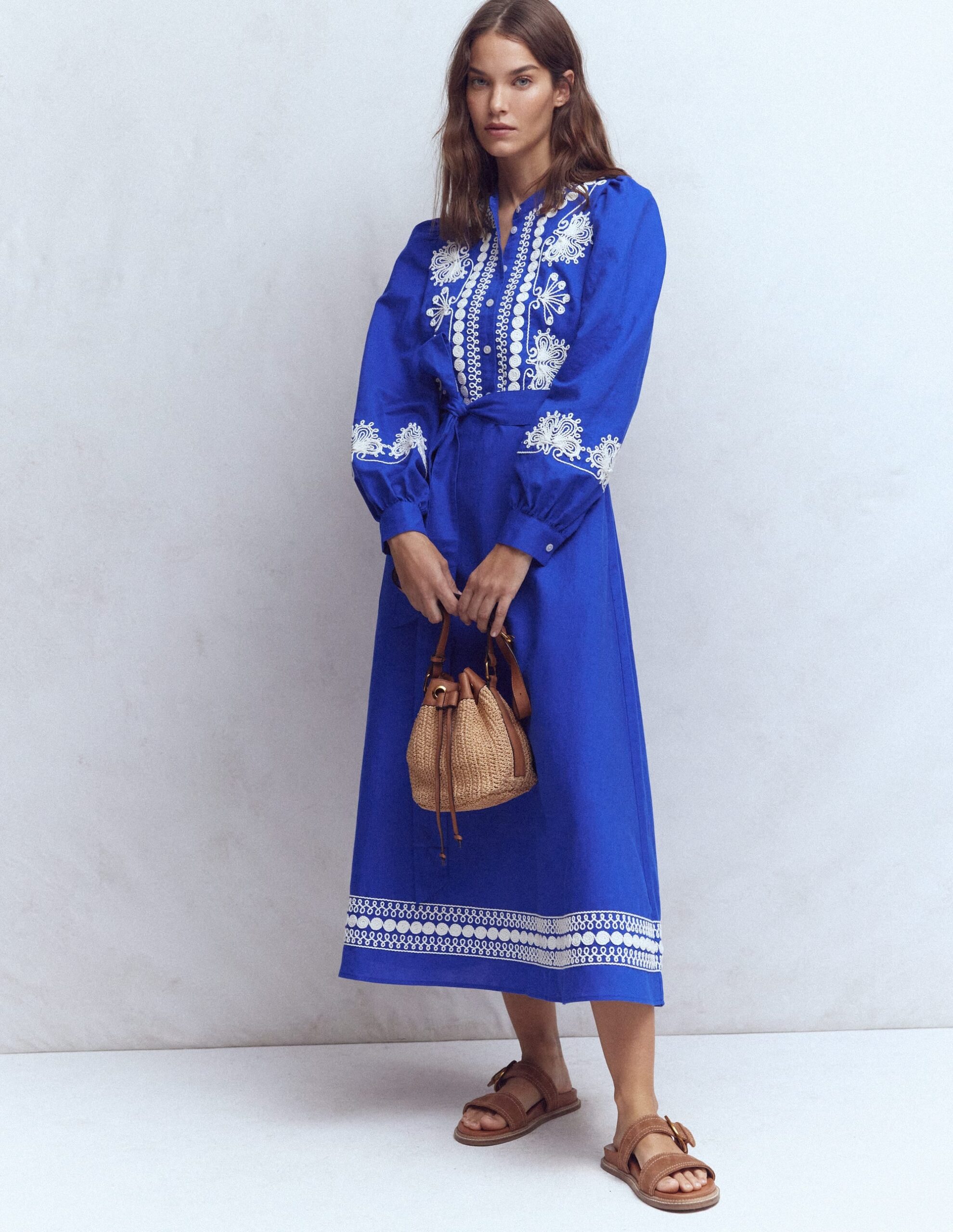 Boden Ava Linen Blend Midi Dress
