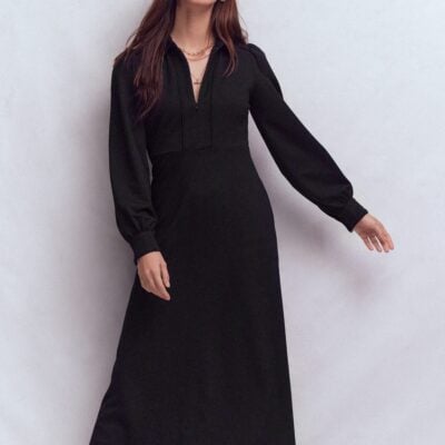 Boden Pip Zip-up Ponte Midi Dress