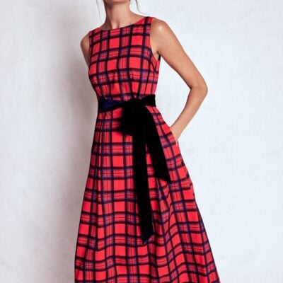 Boden Scoop Back Check Dress
