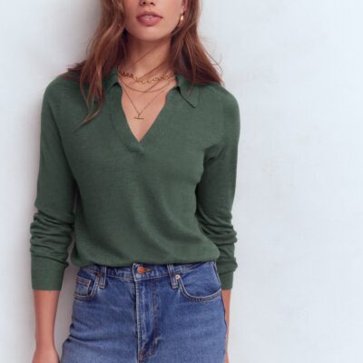 Boden Agnes Collared Linen Jumper