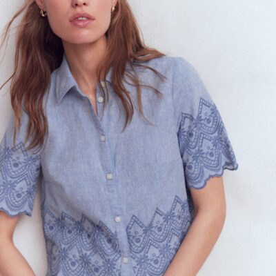 Boden Short Sleeve Broderie Shirt