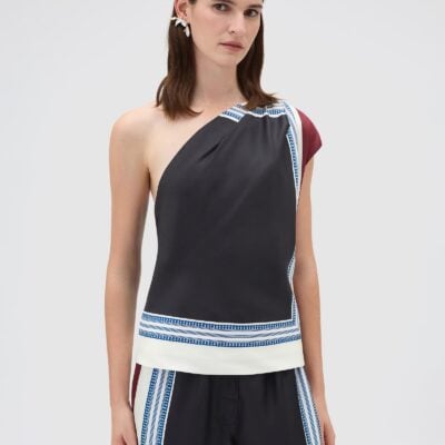 Oroton Silk Scarf One Shoulder Top