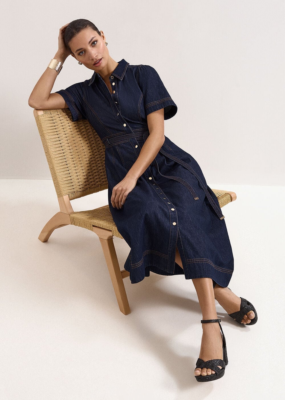 Phase Eight Aven Denim Midi Dress