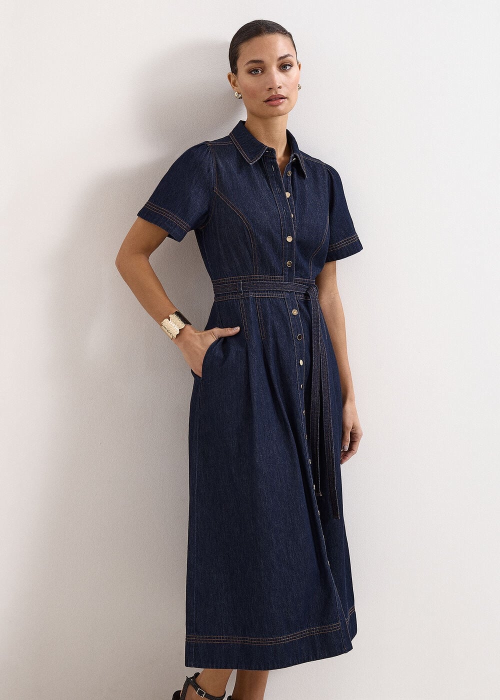 Phase Eight Aven Denim Midi Dress