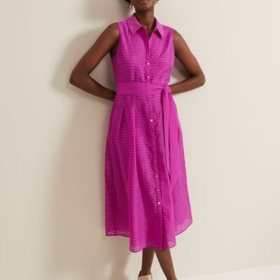 Phase Eight Carey Sleeveless Check Midi Dress