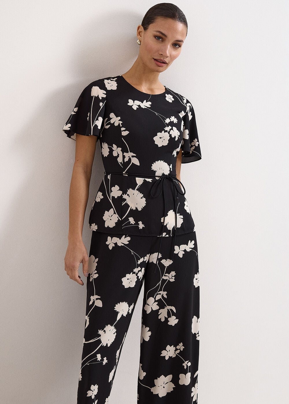 Phase Eight Jolie Black Floral Peplum Jumpsuit