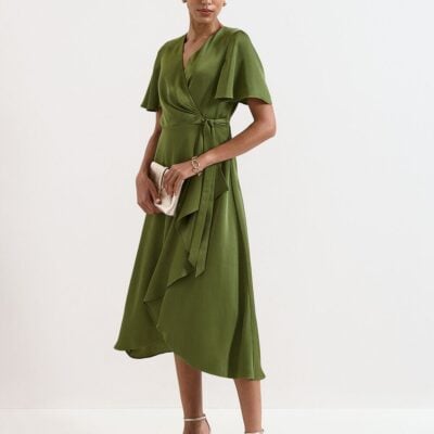 Phase Eight Julissa Satin Wrap Midi Dress