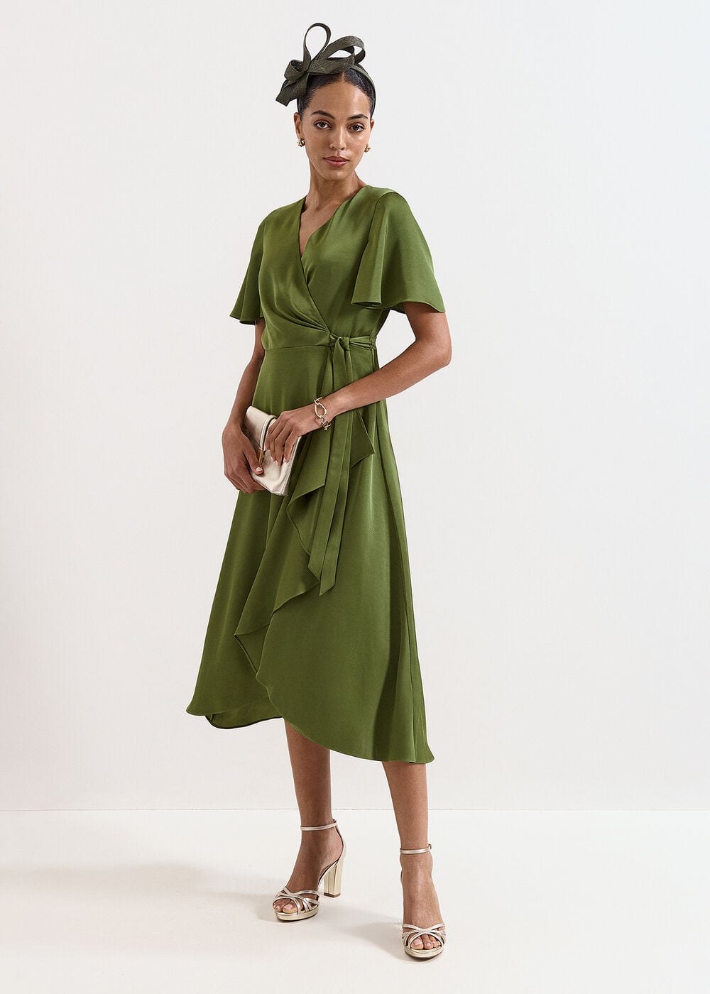 Phase Eight Julissa Satin Wrap Midi Dress