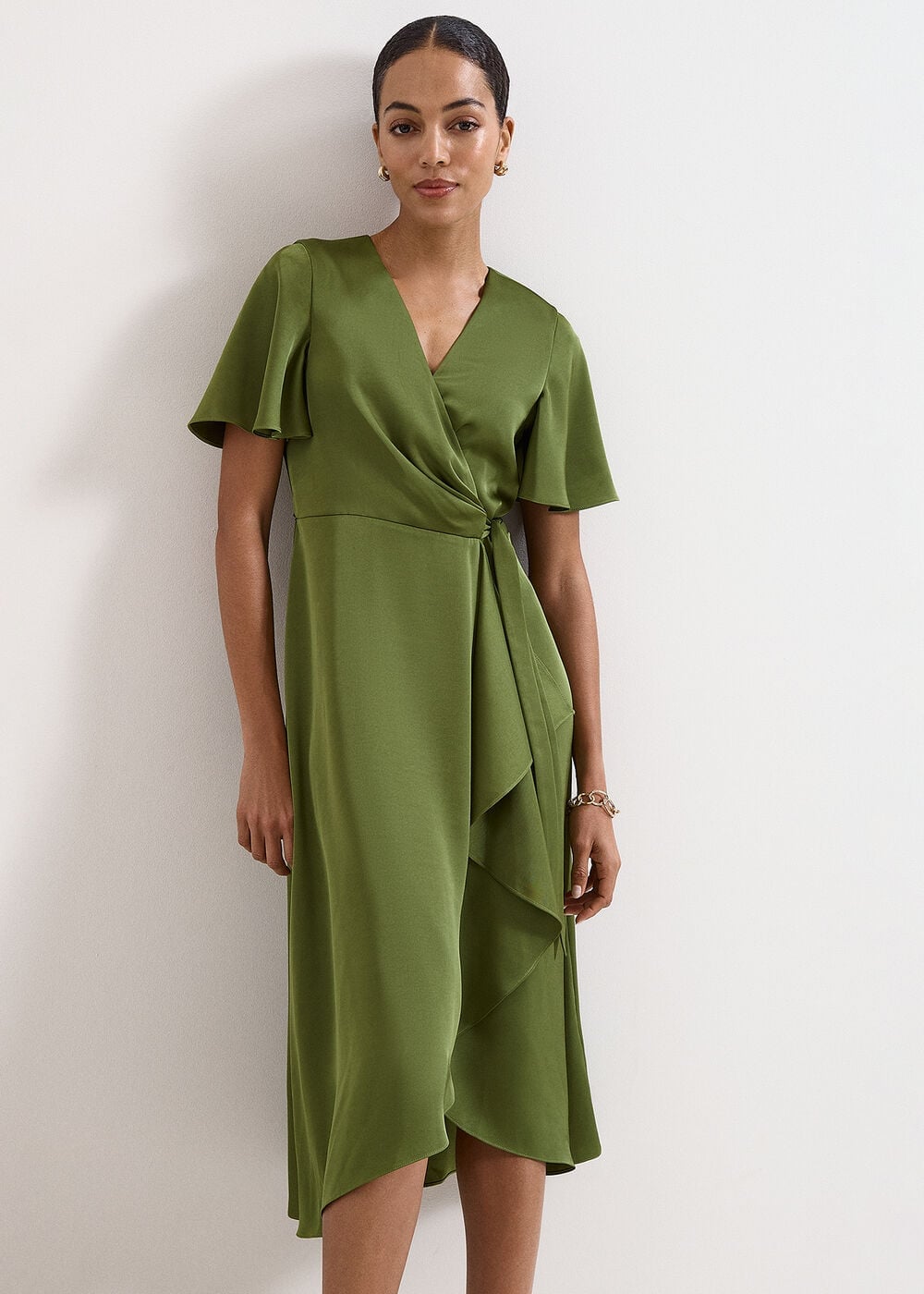 Phase Eight Julissa Satin Wrap Midi Dress
