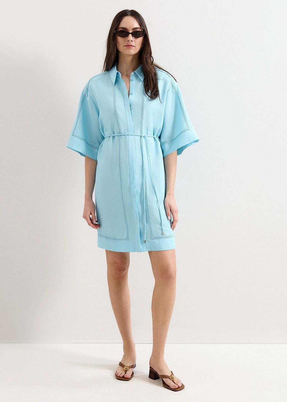 Phase Eight Lara Blue Linen Shirt Dress