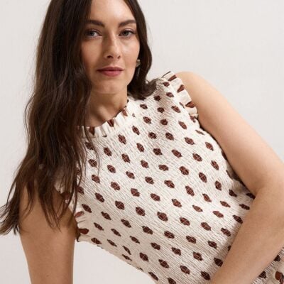 Phase Eight Lenora Spot Sheered Sleeveless Top