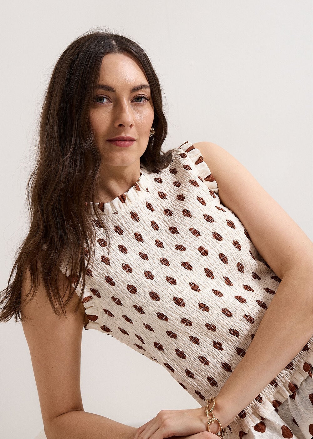 Phase Eight Lenora Spot Sheered Sleeveless Top