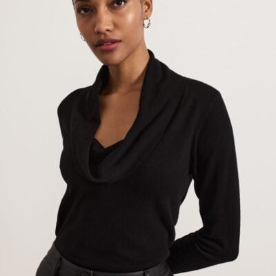 Phase Eight Lottie Black Cowl Neck Jumper