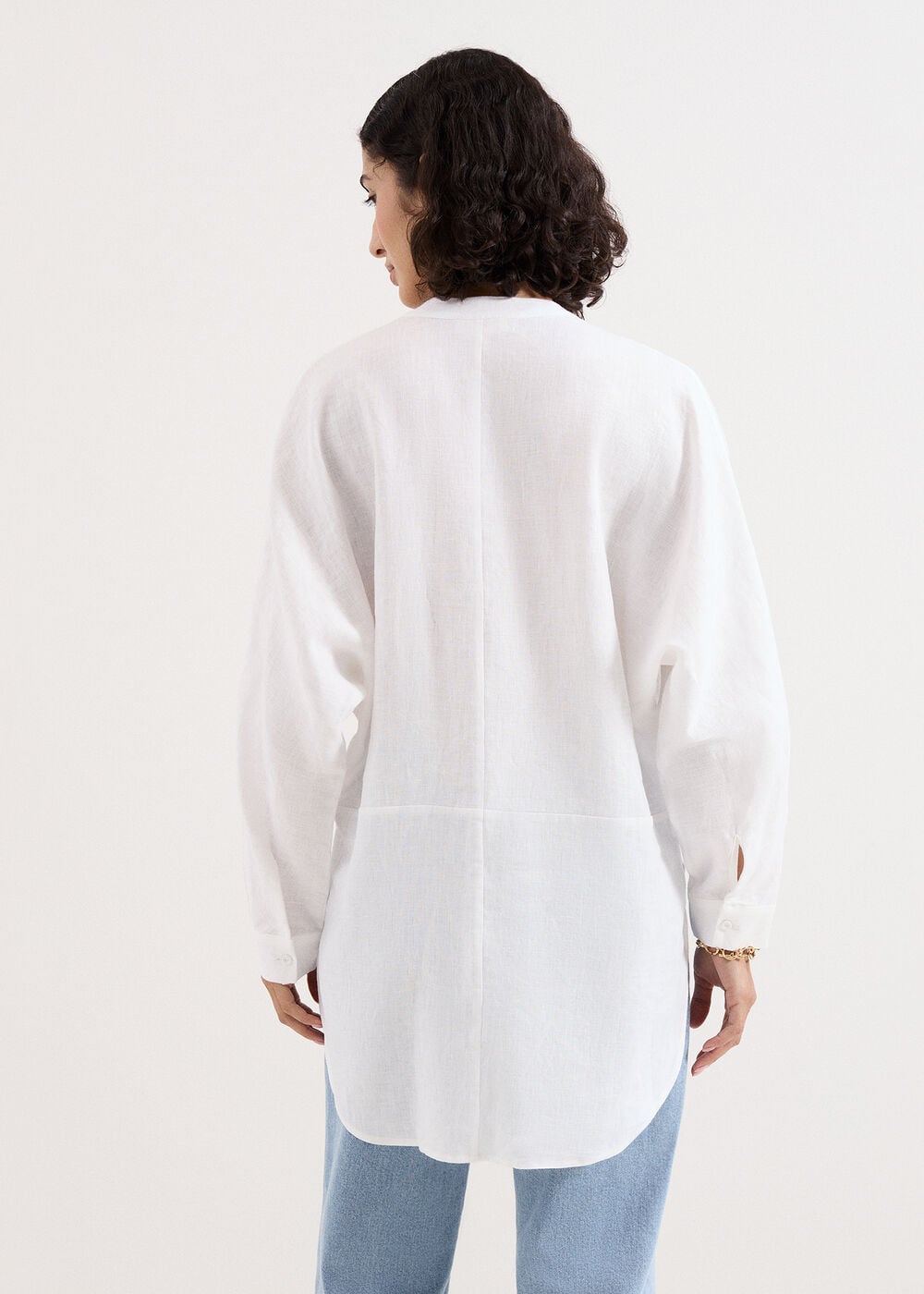Phase Eight Mathilde White Linen Longline Shirt