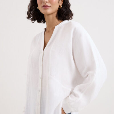 Phase Eight Mathilde White Linen Longline Shirt