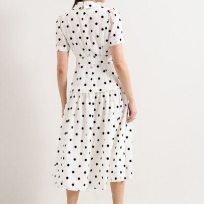 Phase Eight Petite Adele Black and Ivory Spot Dress