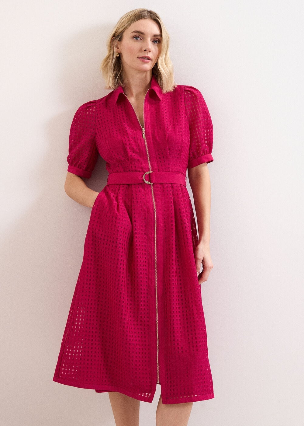 Phase Eight Petite Carey Zip Shirt Midi Dress