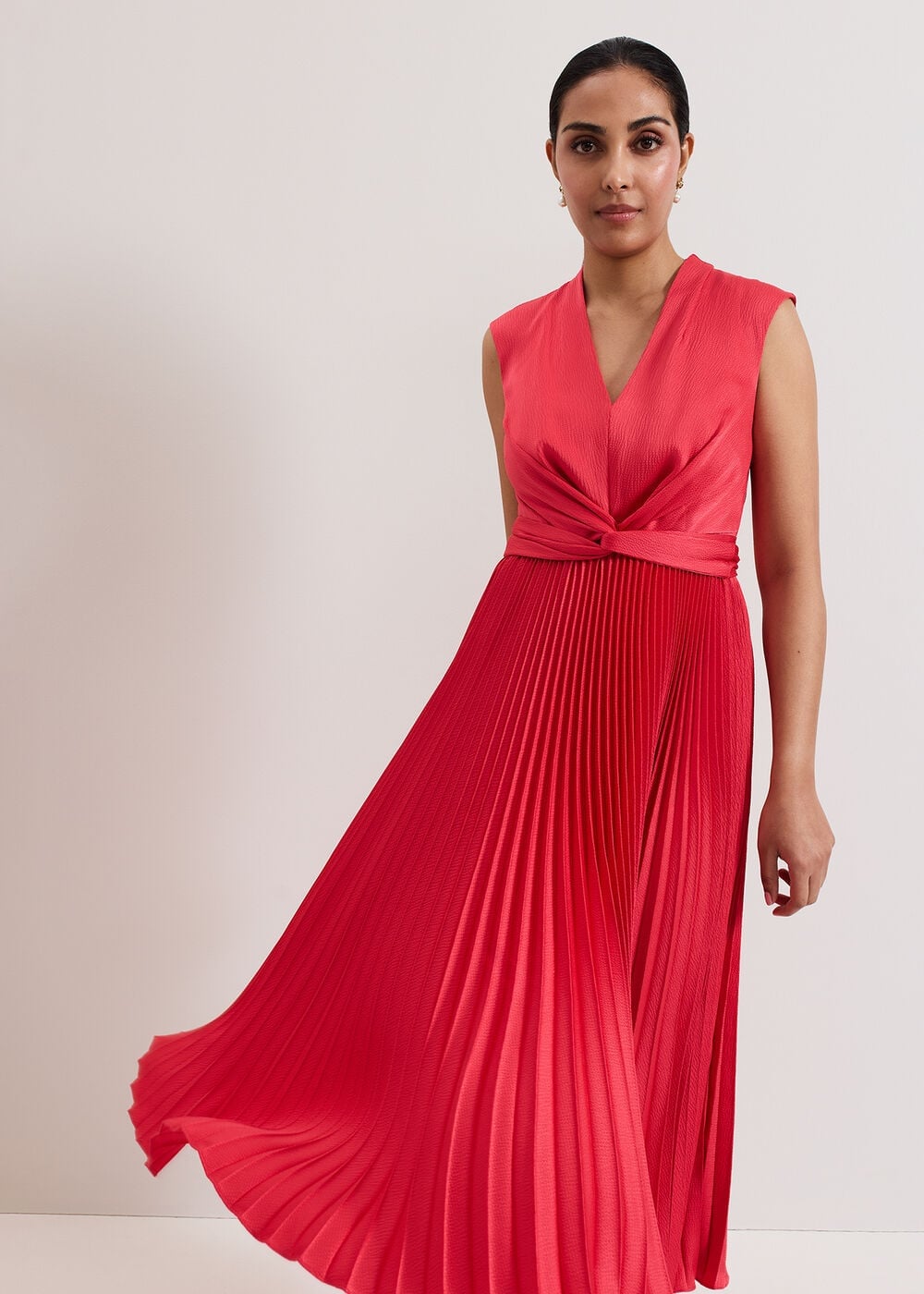 Phase Eight Petite Celestia Wrap Front Pleat Midi Dress