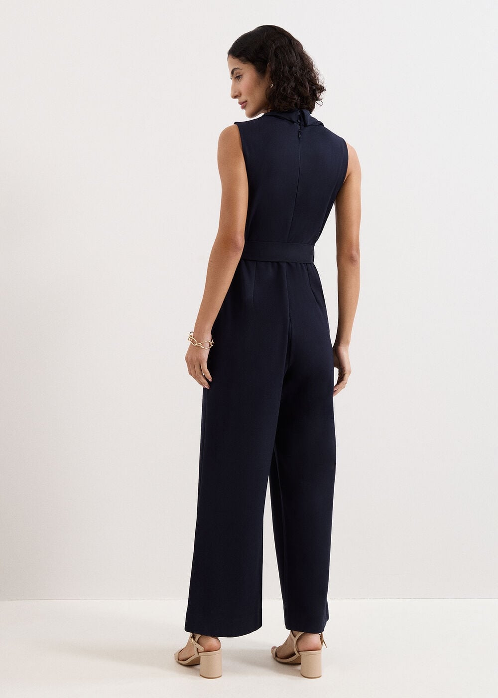 Phase Eight Petite Emry Navy Cowl Neck Jumpsuit