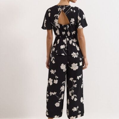 Phase Eight Petite Jolie Black Floral Peplum Jumpsuit