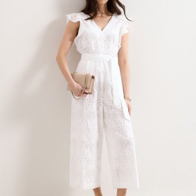 Phase Eight Talulah Broderie White Jumpsuit