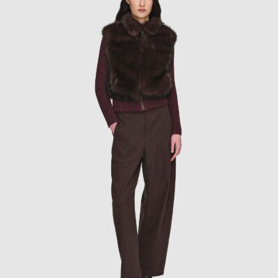Source Unknown Meti Eco Fur Zip Cardigan