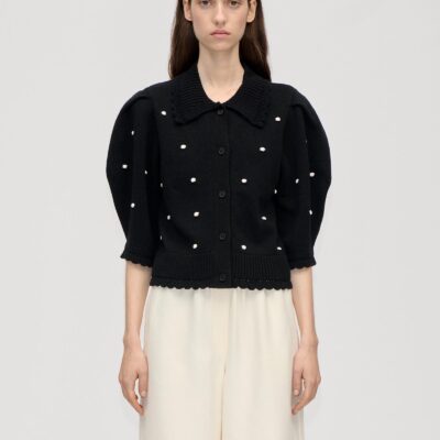 Stine Goya Bobble Knit Polo Cardigan