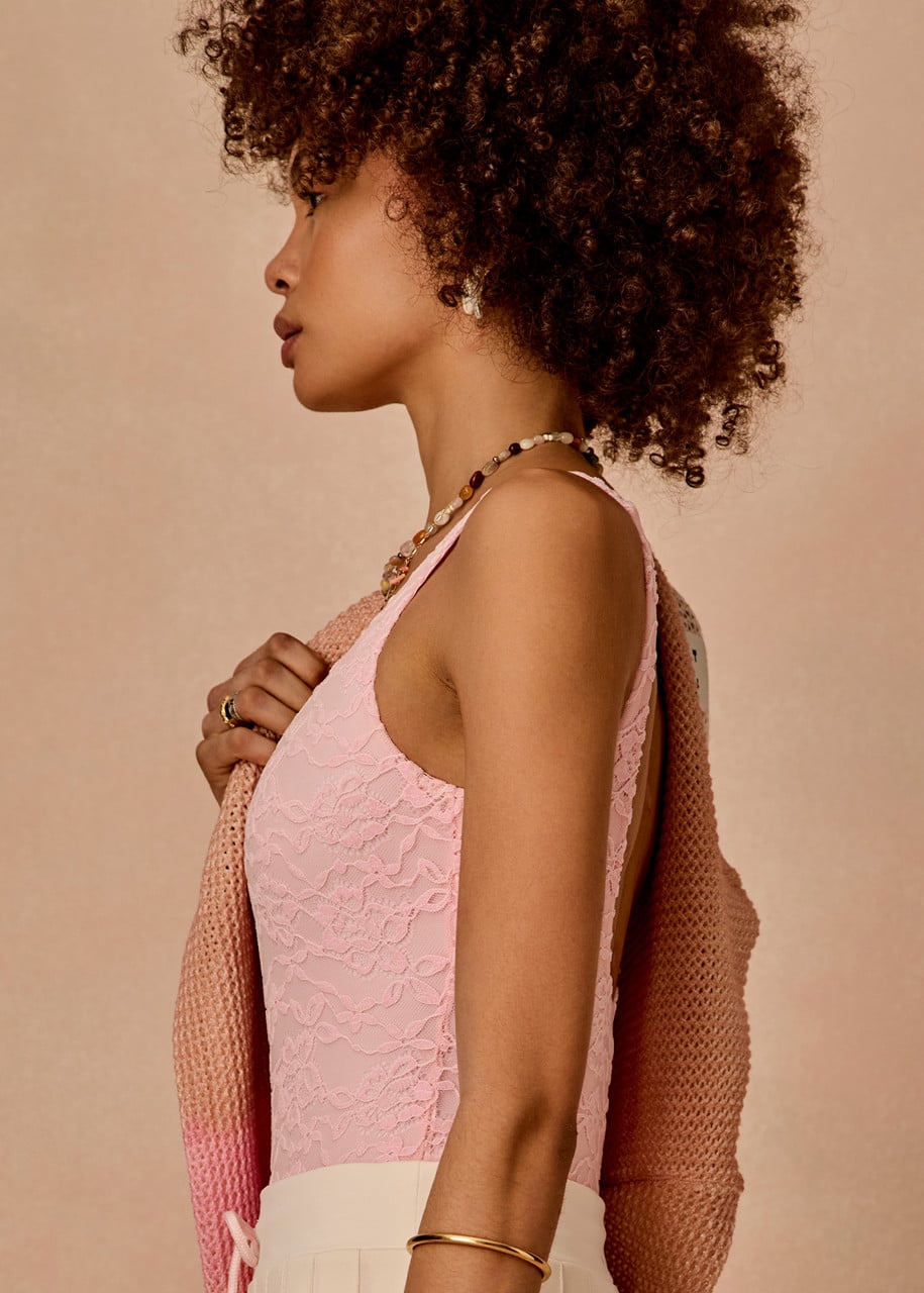 THE UPSIDE Pointe Lace Scoop Bodysuit