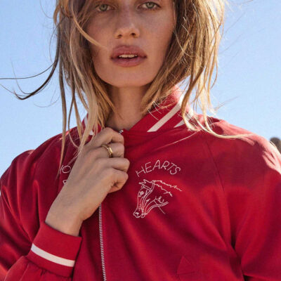 THE UPSIDE Two Hearts Silk Bomber Jacket