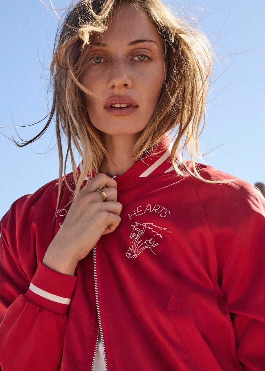 THE UPSIDE Two Hearts Silk Bomber Jacket