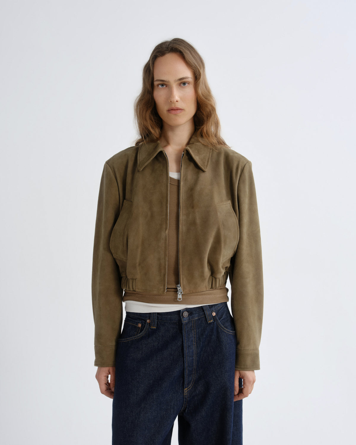 AGOLDE Nahla Cropped Jacket (Suede) - Image 1