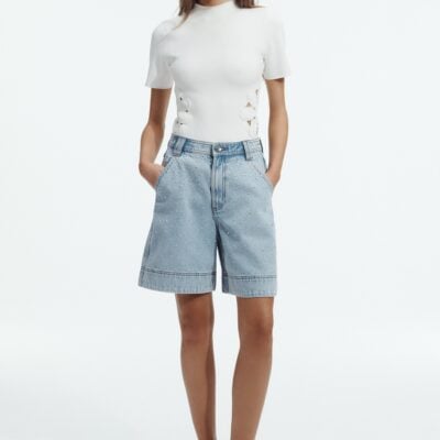 Aje Lucina Stud Denim Short - Image 1