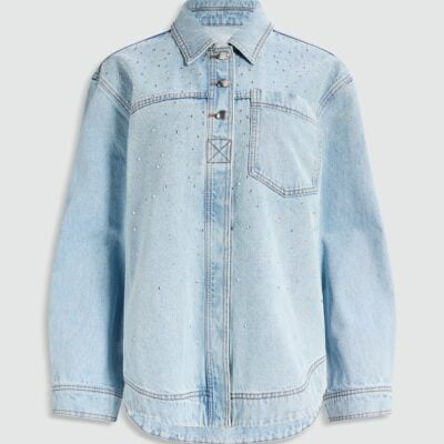 Aje Lucina Stud Denim Shirt - Image 2