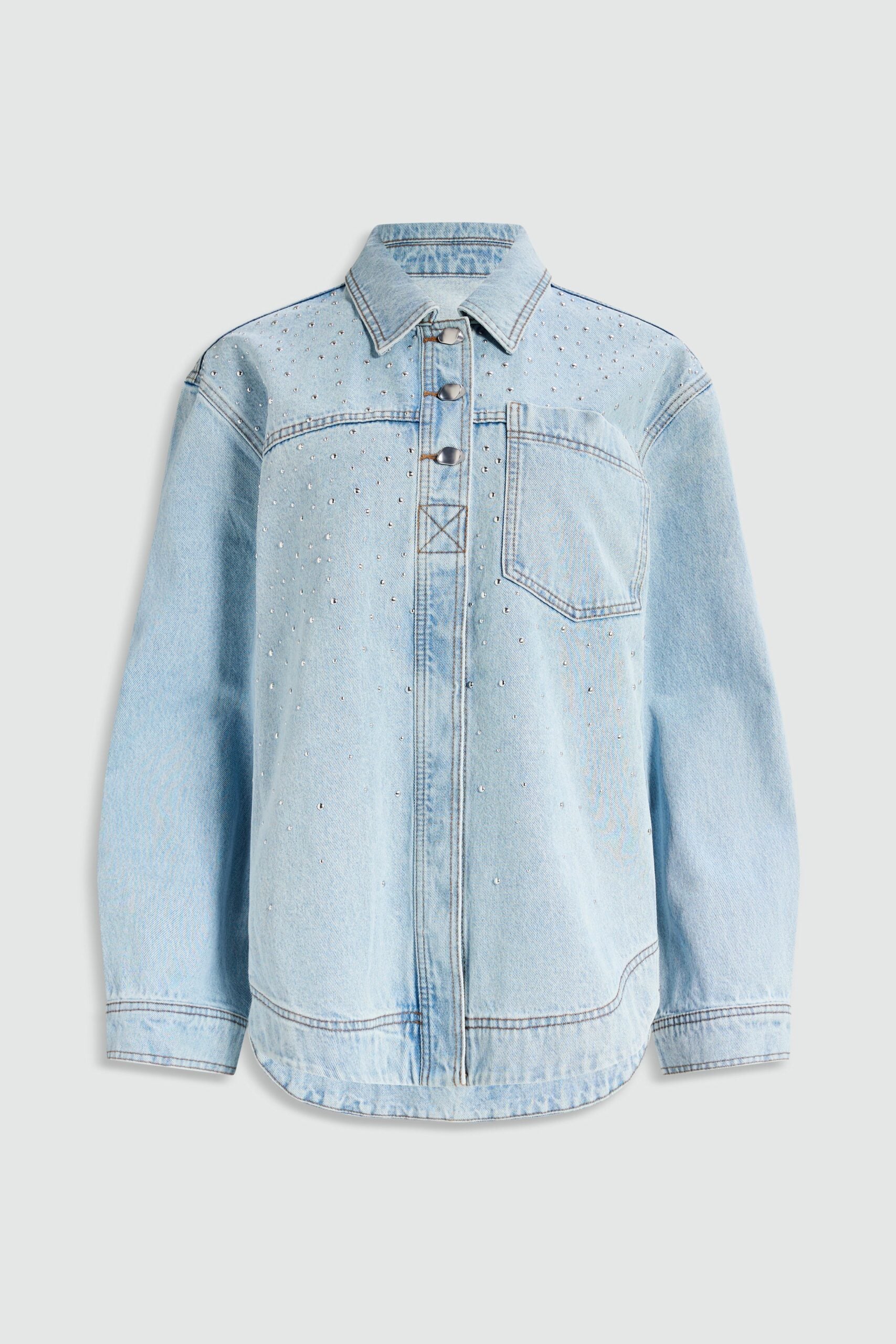 MNAJE060926190235007_2 Aje Lucina Stud Denim Shirt - Image 2