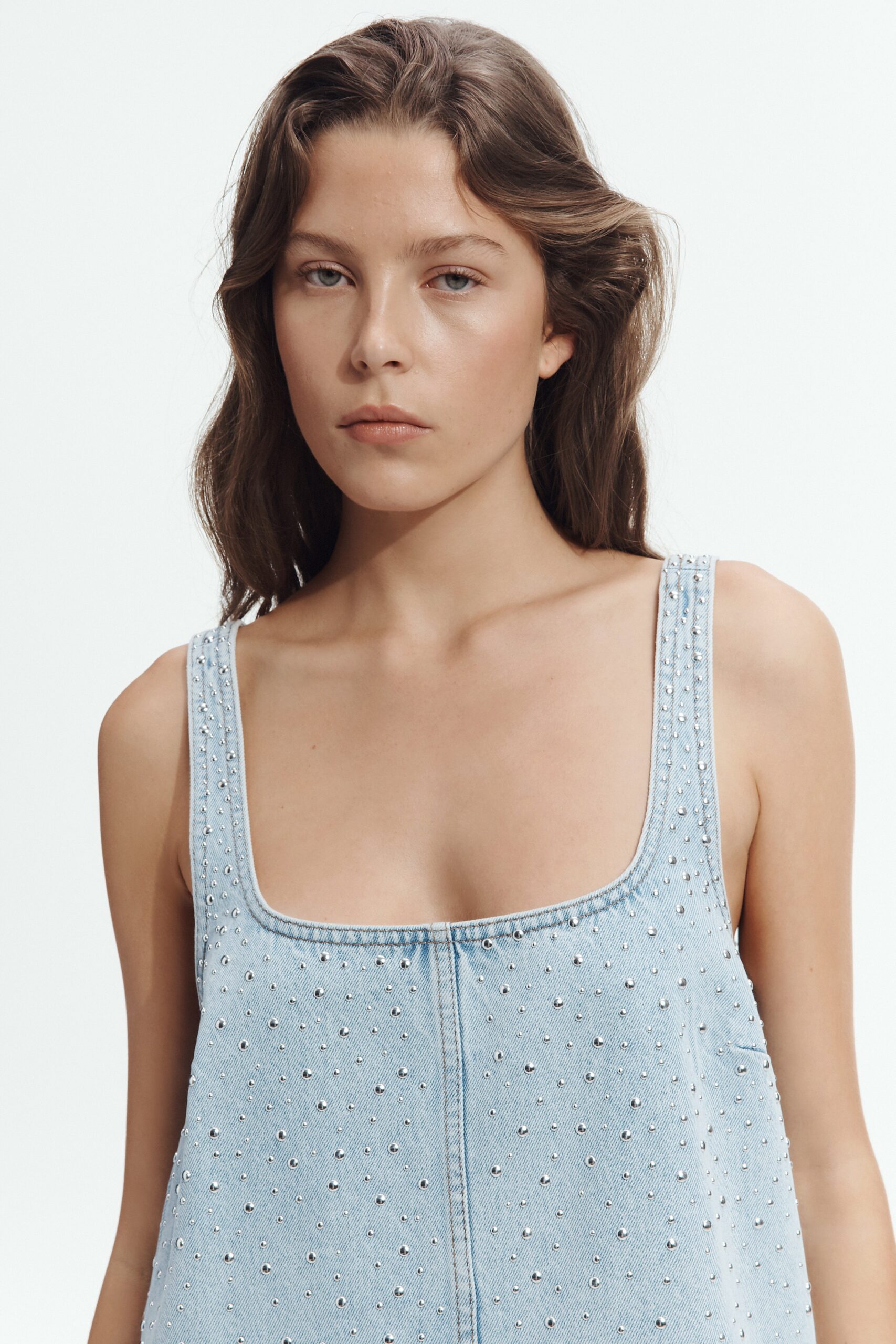 MNAJE060926190235008_3 Aje Lucina Stud Denim Mini Dress - Image 3