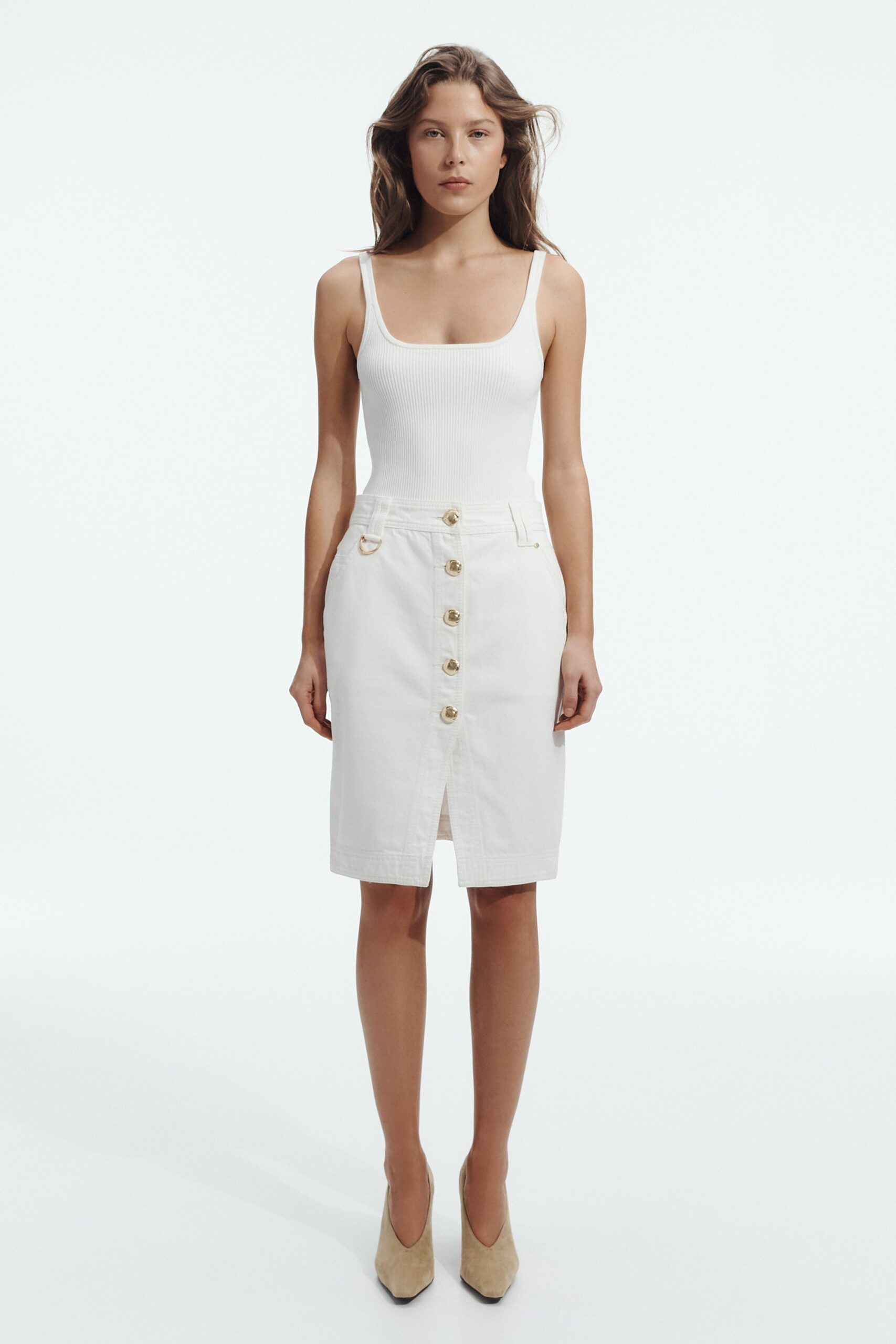 Aje Leni Denim Pencil Skirt - Image 1