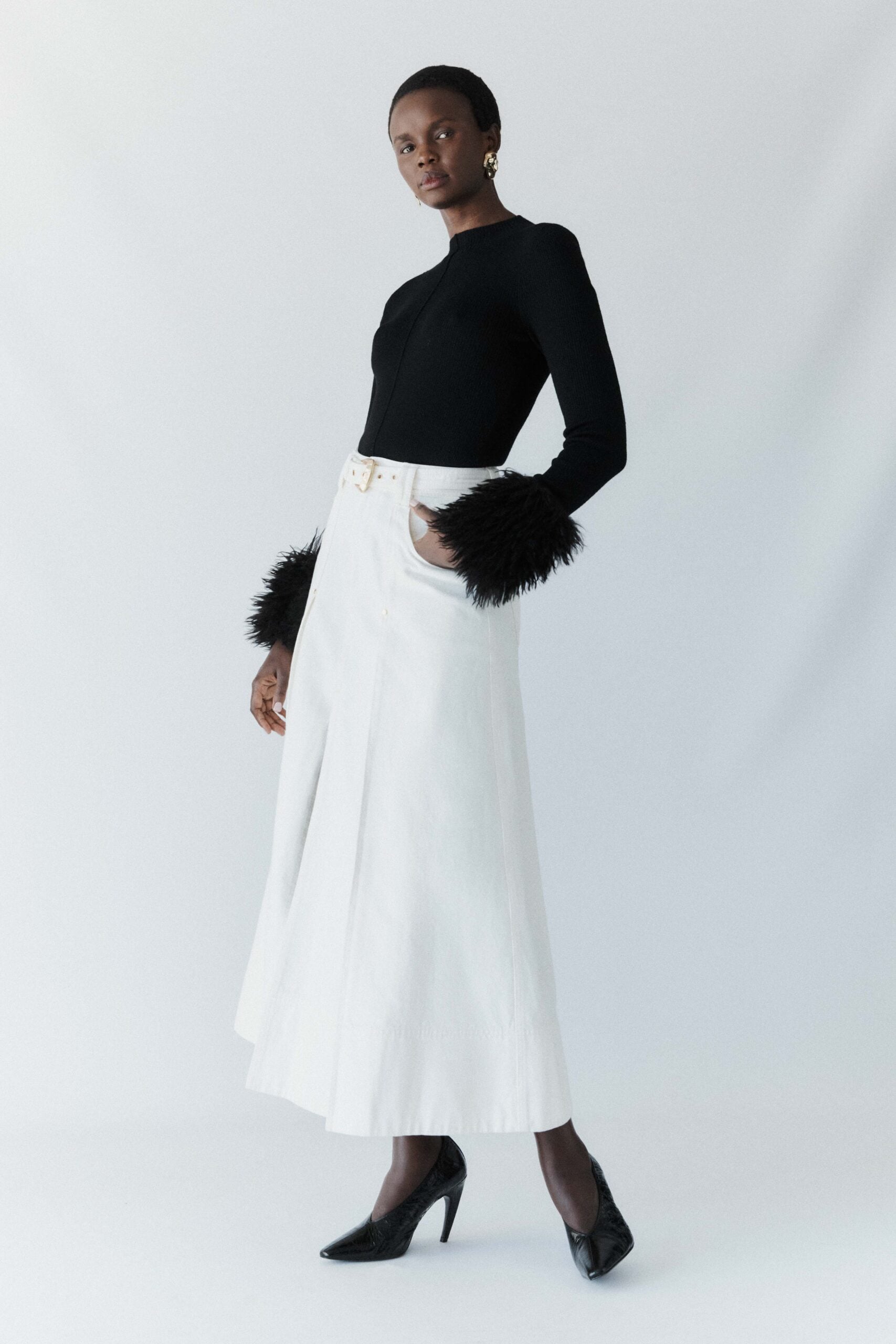 MNAJE060926190235011_3 Aje Leni Denim Midi Skirt - Image 3
