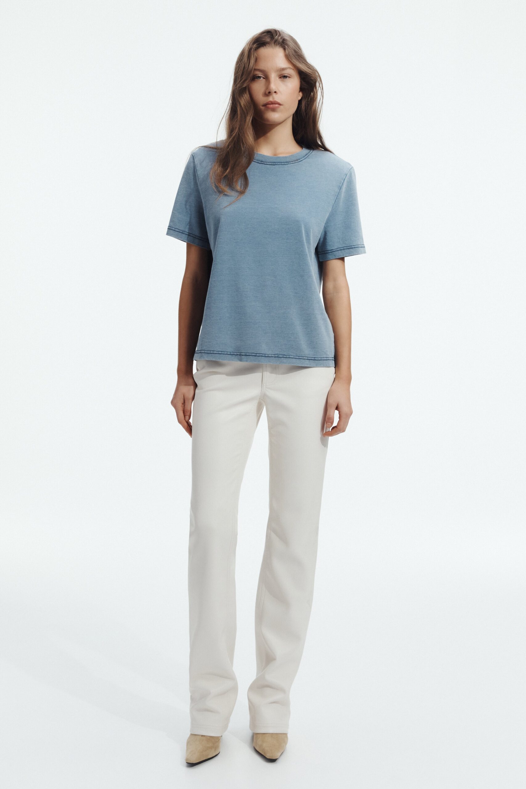 Aje Jono Denim Wash Tee - Image 1