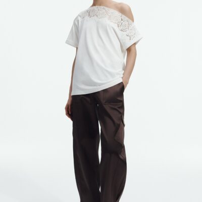 Aje Ivana Lace Neck Tee - Image 1