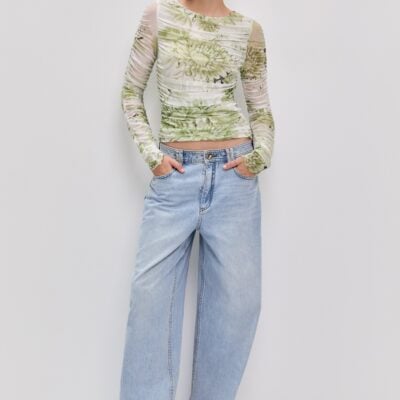 Aje Verdant Print Mesh Top - Image 1