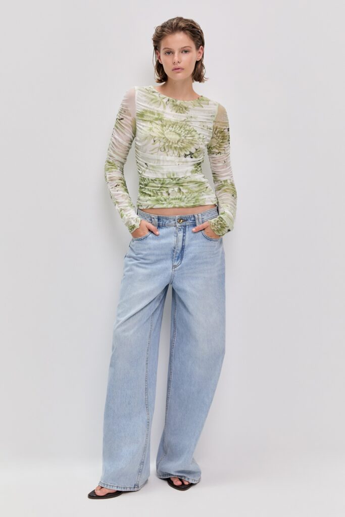 Aje Verdant Print Mesh Top - Image 1