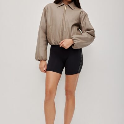 Aje Vegan Leather Bomber Jacket - Image 1