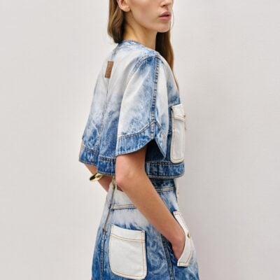 Aje Tides Denim Mini Skirt - Image 1