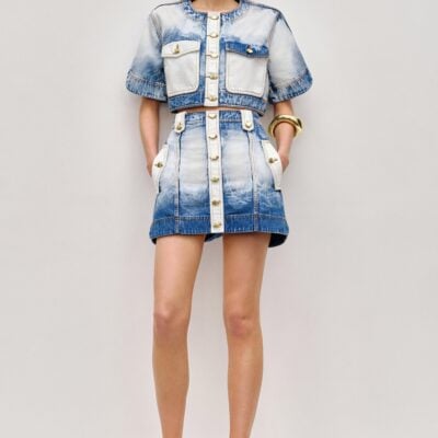 Aje Tides Denim Cropped Top - Image 1