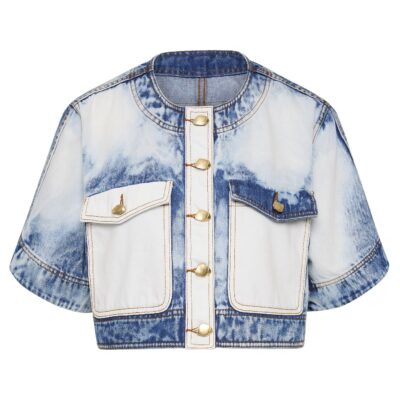 Aje Tides Denim Cropped Top - Image 2