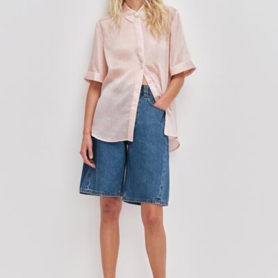 Aje Stevie Denim Barrel Shorts - Image 1