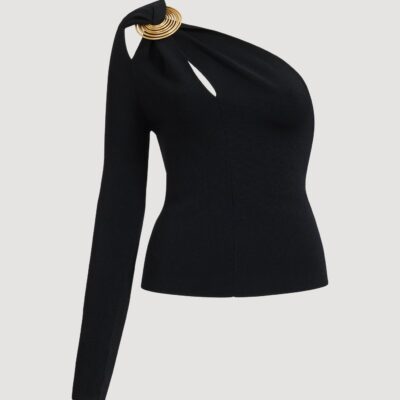 Aje Rosabel Asymmetric Knit Top - Image 2
